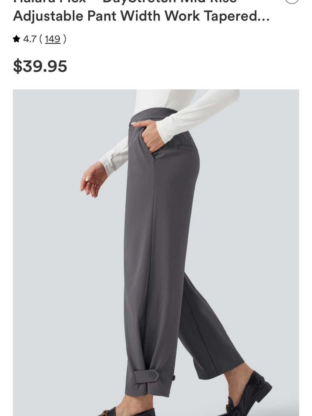 HALARA Gray Mid-Rise Adjustable Work Tapered Pants